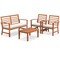Costway 4 PCS Outdoor Furniture Set with Soft Seat Cushions Stable Acacia Wood Frame White/Navy/Gray